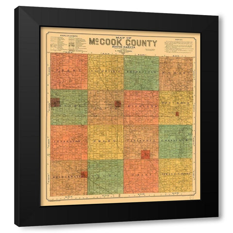 McCook County South Dakota - Peterson 1900 Black Modern Wood Framed Art Print with Double Matting by Peterson