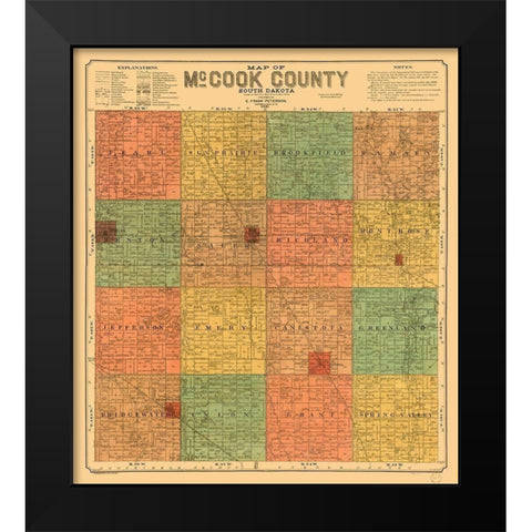 McCook County South Dakota - Peterson 1900 Black Modern Wood Framed Art Print by Peterson