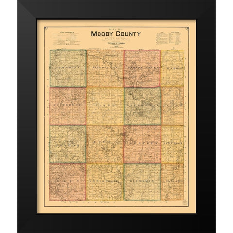 Moody County South Dakota - Peterson 1896 Black Modern Wood Framed Art Print by Peterson