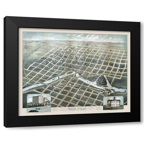 Sioux Falls South Dakota - Carson 1881 Black Modern Wood Framed Art Print with Double Matting by Carson