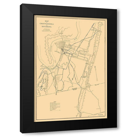 Chattanooga Tennessee - Birchmore 1895 Black Modern Wood Framed Art Print with Double Matting by Birchmore