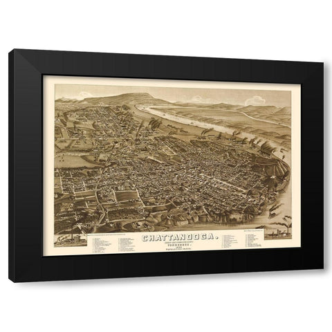 Chattanooga Tennessee - Wellge 1886 Black Modern Wood Framed Art Print with Double Matting by Wellge