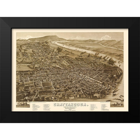 Chattanooga Tennessee - Wellge 1886 Black Modern Wood Framed Art Print by Wellge