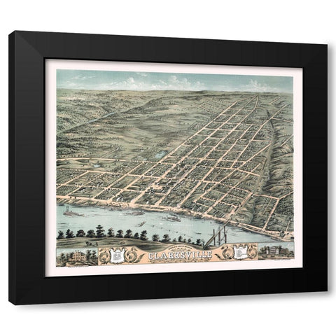 Clarksville Tennessee - Stoner 1870 Black Modern Wood Framed Art Print by Stoner