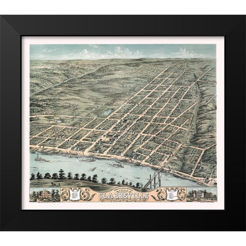 Clarksville Tennessee - Stoner 1870 Black Modern Wood Framed Art Print by Stoner