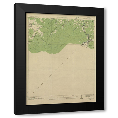 Gatlinburg Tennessee Quad - USGS 1936 Black Modern Wood Framed Art Print with Double Matting by USGS