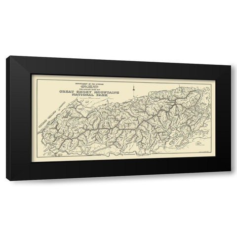 Great Smoky Mountain National Park Black Modern Wood Framed Art Print by Unknown