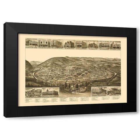 Harriman Tennessee - Burleigh 1892 Black Modern Wood Framed Art Print with Double Matting by Burleigh