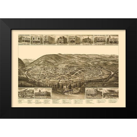 Harriman Tennessee - Burleigh 1892 Black Modern Wood Framed Art Print by Burleigh