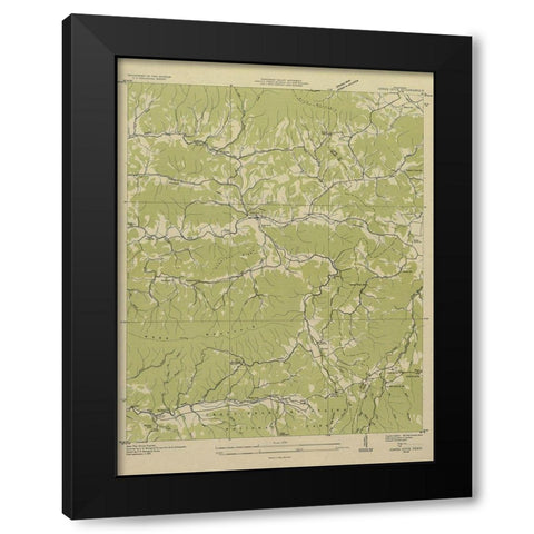 Jones Cove Tennessee Quad - USGS 1935 Black Modern Wood Framed Art Print with Double Matting by USGS