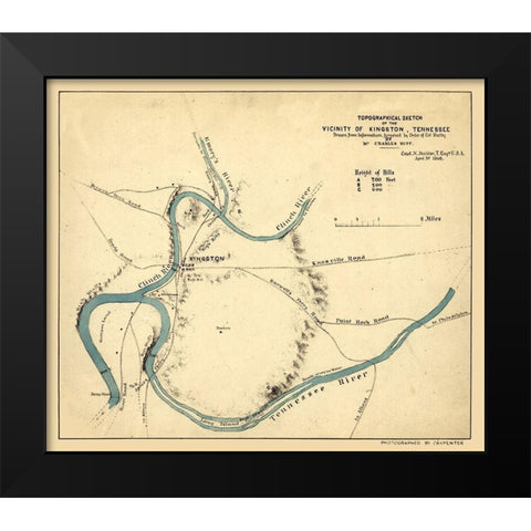 Kingston Tennessee - Michler 1863 Black Modern Wood Framed Art Print by Michler