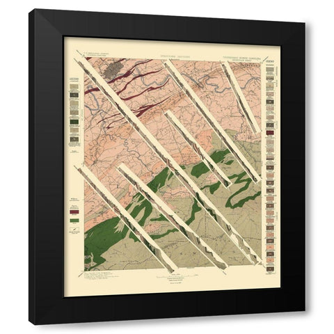 Knoxville Tennessee North Carolina Sheet Black Modern Wood Framed Art Print with Double Matting by USGS