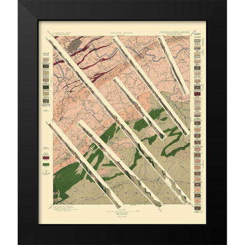 Knoxville Tennessee North Carolina Sheet Black Modern Wood Framed Art Print by USGS