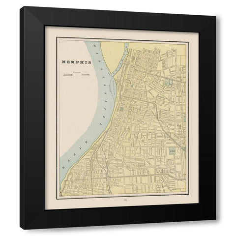 Memphis Tennessee - Cram 1892 Black Modern Wood Framed Art Print with Double Matting by Cram