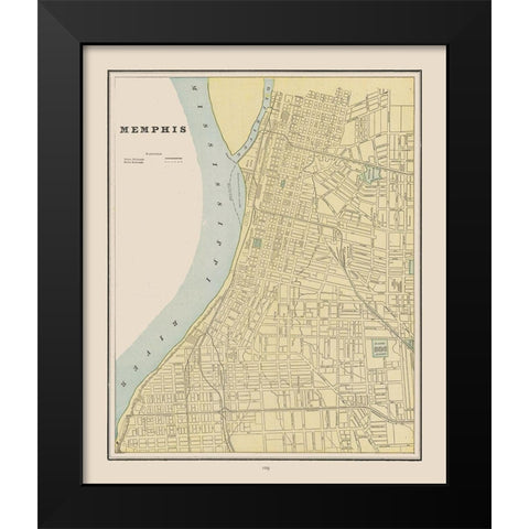 Memphis Tennessee - Cram 1892 Black Modern Wood Framed Art Print by Cram