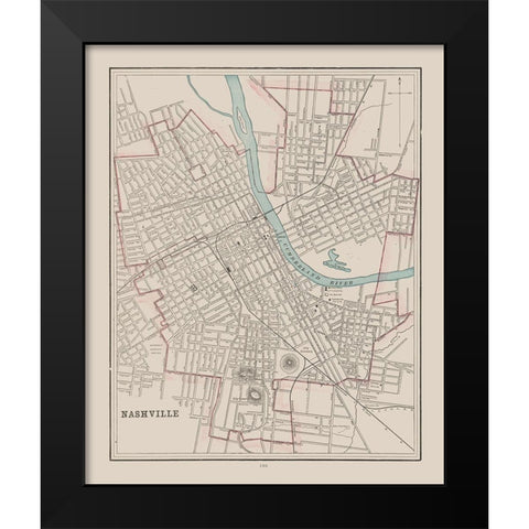 Nashville Tennessee - Cram 1892 Black Modern Wood Framed Art Print by Cram