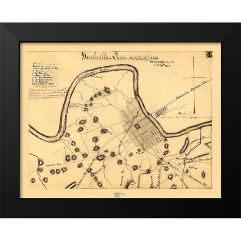 Nashville Tennessee - Blakeslee 1863 Black Modern Wood Framed Art Print by Blakeslee