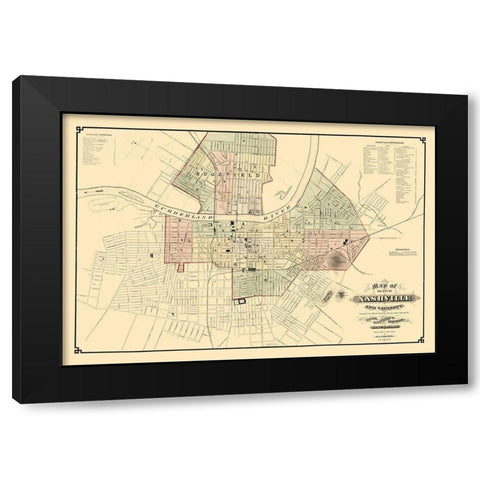 Nashville Tennessee - Foster 1877 Black Modern Wood Framed Art Print with Double Matting by Foster