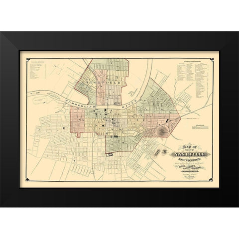 Nashville Tennessee - Foster 1877 Black Modern Wood Framed Art Print by Foster