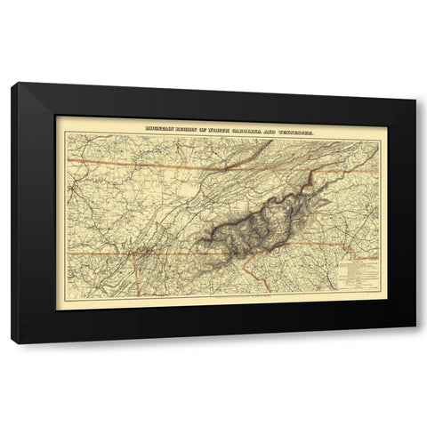 Great Smoky Mountain, Region Tennessee - 1864 Black Modern Wood Framed Art Print with Double Matting by Unknown