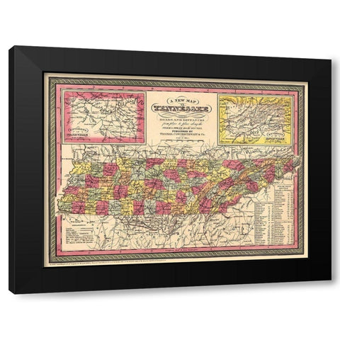 Tennessee - Thomas 1850 Black Modern Wood Framed Art Print with Double Matting by Thomas