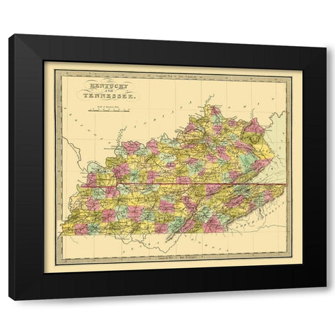 Kentucky, Tennessee - Brattleboro 1840 Black Modern Wood Framed Art Print by Brattleboro