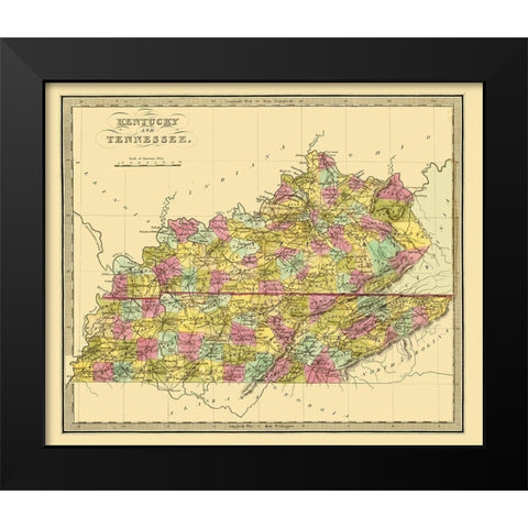 Kentucky, Tennessee - Brattleboro 1840 Black Modern Wood Framed Art Print by Brattleboro