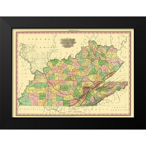 Kentucky, Tennessee, Part of Illinois - Tanner Black Modern Wood Framed Art Print by Tanner