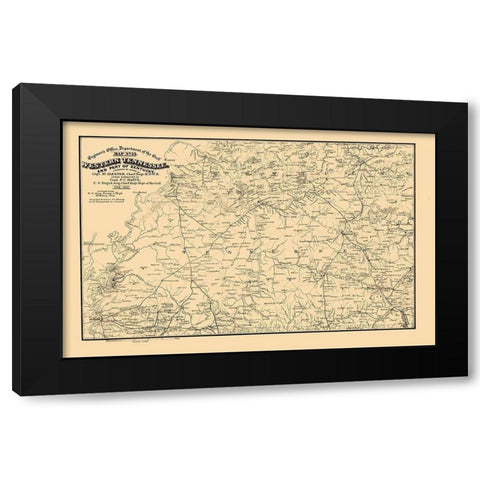 West Tennessee, Part of Kentucky 1865 Black Modern Wood Framed Art Print with Double Matting by von Reizenstein