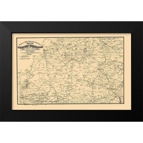 West Tennessee, Part of Kentucky 1865 Black Modern Wood Framed Art Print by von Reizenstein
