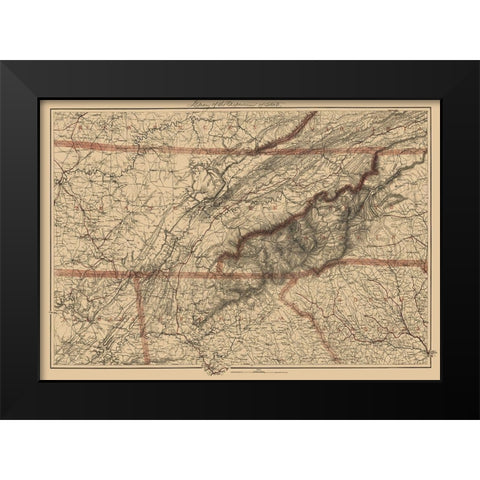Eastern Tennessee, Parts of Adjoining States 1865 Black Modern Wood Framed Art Print by Krebs