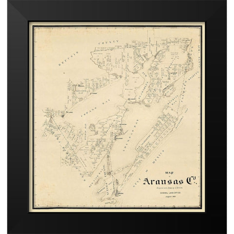 Aransas County Texas - Schutze 1896 Black Modern Wood Framed Art Print by Schutze
