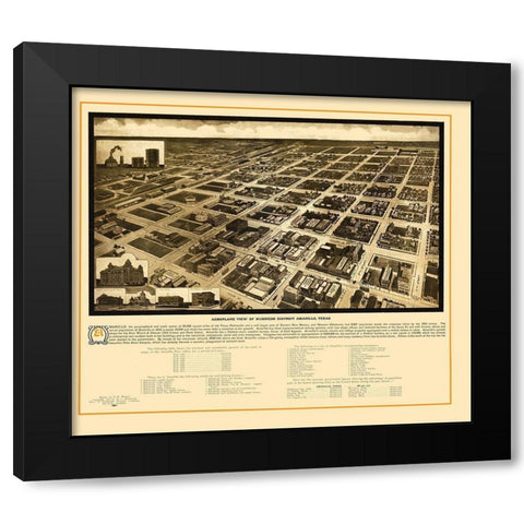 Amarillo Texas - Sturdivant 1912 Black Modern Wood Framed Art Print by Sturdivant