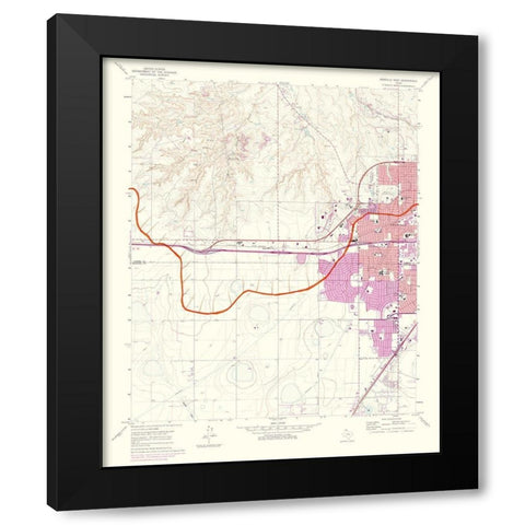 Amarillo West Texas Quad - USGS 1975 Black Modern Wood Framed Art Print with Double Matting by USGS