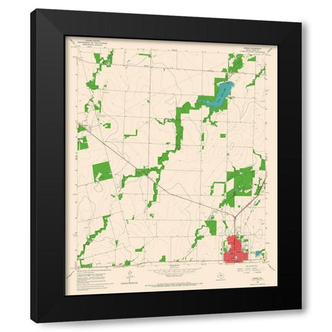 Anson Texas Quad - USGS 1965 Black Modern Wood Framed Art Print with Double Matting by USGS
