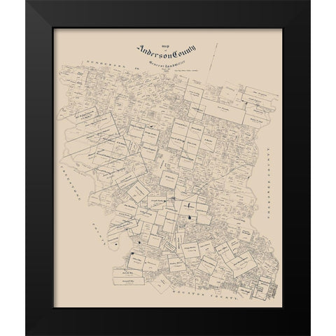 Anderson County Texas - Walker 1903 Black Modern Wood Framed Art Print by Walker