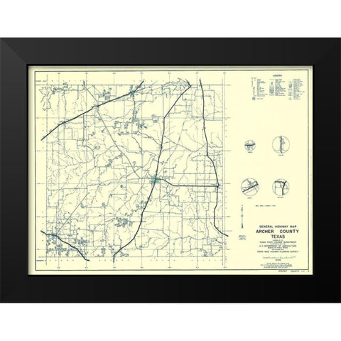 Archer Texas - Highway Dept 1936 Black Modern Wood Framed Art Print by Highway Dept