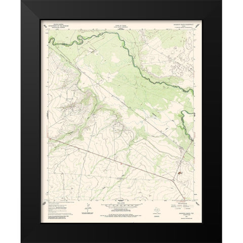 Anderson Ranch Texas Quad - USGS 1961 Black Modern Wood Framed Art Print by USGS