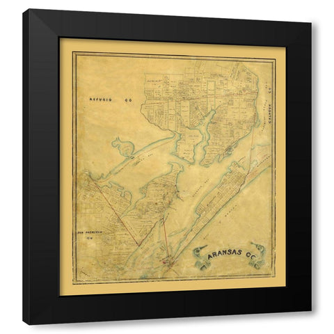 Aransas County Texas - 1883 Black Modern Wood Framed Art Print by Unknown