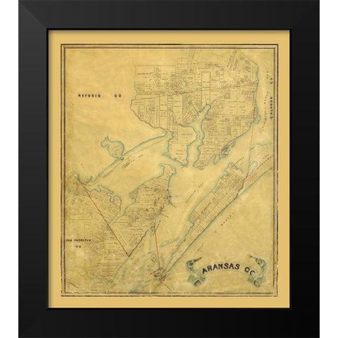 Aransas County Texas - 1883 Black Modern Wood Framed Art Print by Unknown