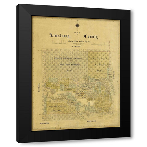 Armstrong County Texas - 1881 Black Modern Wood Framed Art Print by Unknown