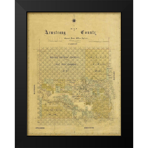 Armstrong County Texas - 1881 Black Modern Wood Framed Art Print by Unknown