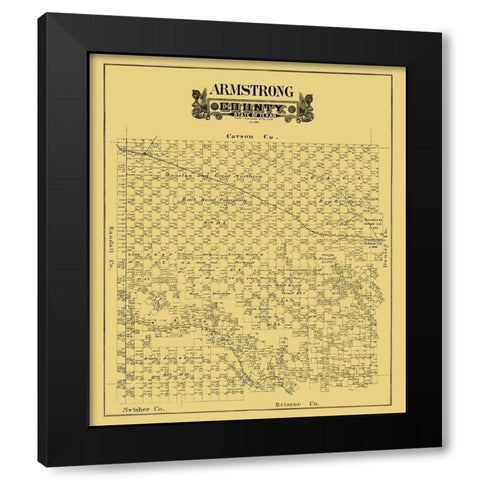 Armstrong County Texas - 1888 Black Modern Wood Framed Art Print with Double Matting by Unknown