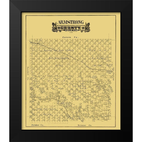 Armstrong County Texas - 1888 Black Modern Wood Framed Art Print by Unknown