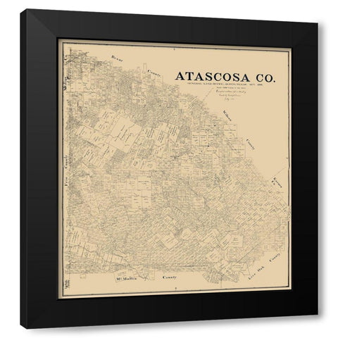 Atascosa County Texas - Rosenberg 1894 Black Modern Wood Framed Art Print with Double Matting by Rosenberg