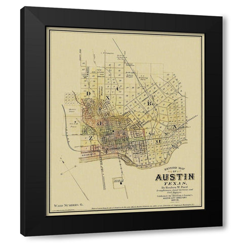 Austin Texas Landowner - Ford 1885 Black Modern Wood Framed Art Print by Ford