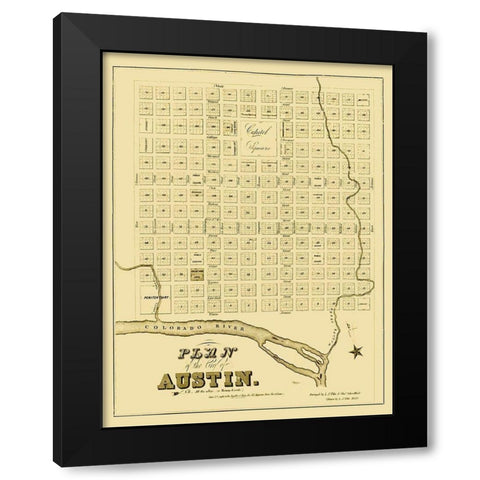 Austin Texas - Pilie 1839 Black Modern Wood Framed Art Print with Double Matting by Pilie