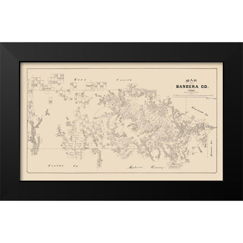 Bandera County Texas - Walsh 1879 Black Modern Wood Framed Art Print by Walsh