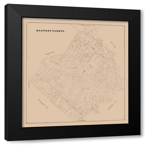 Bastrop County Texas - 1879 Black Modern Wood Framed Art Print with Double Matting by Unknown