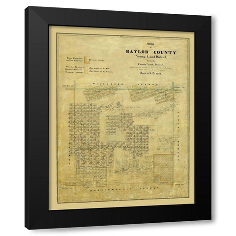 Baylor County Texas - Rosenberg 1859 Black Modern Wood Framed Art Print with Double Matting by Rosenberg